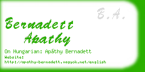 bernadett apathy business card
